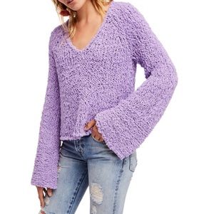 Free People Purple Sand Dune Bell Sleeve Sweater